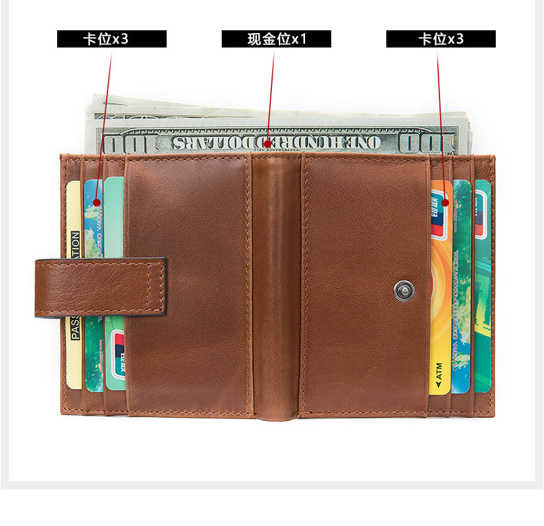 Men's Wallet Genuine Cowhide Leather Card Bag RFID Thin Men's Wallet