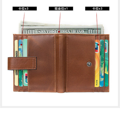 Men's Wallet Genuine Cowhide Leather Card Bag RFID Thin Men's Wallet