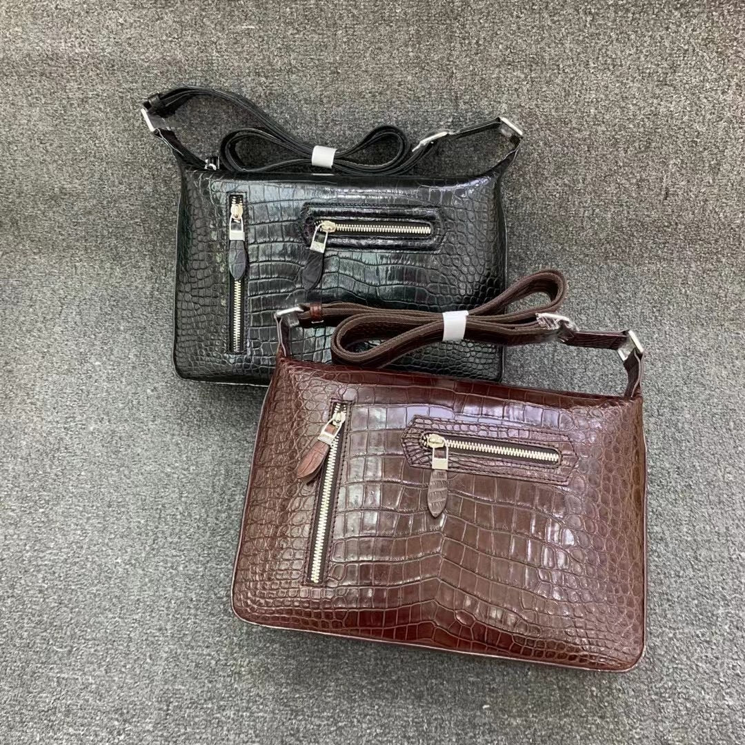 Men's Shoulder Bag Crocodile Belly Skin High Quality Casual Fashion Men's Crossbody Bag
