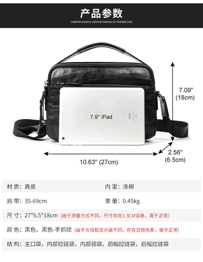 Men's shoulder bag, genuine cowhide leather, business commuting handbag, handbag, crossbody bag for men 