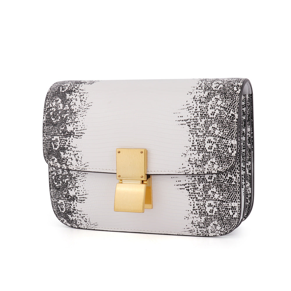 Cowhide lizard pattern tofu wrapped genuine leather cowhide women wrapped street trend crossbody bag trendy fashion