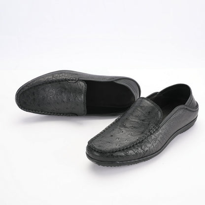 Ostrich skin genuine leather men's leather shoes moccasins business casual shoes 