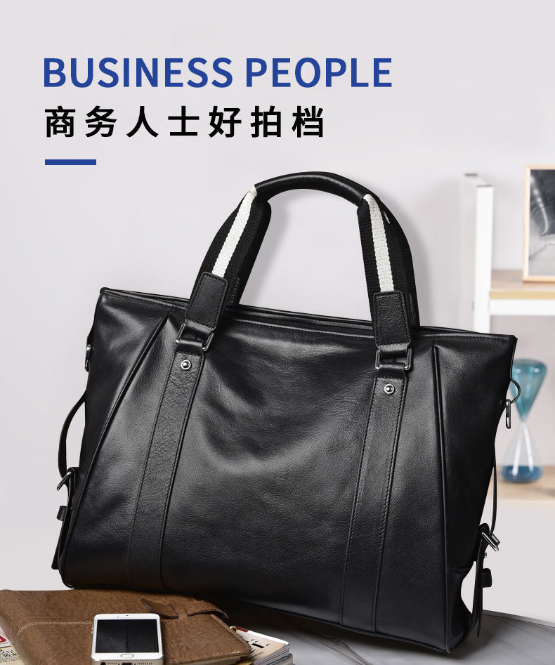 Men's handbag Genuine cowhide computer bag Large capacity briefcase for business trips 