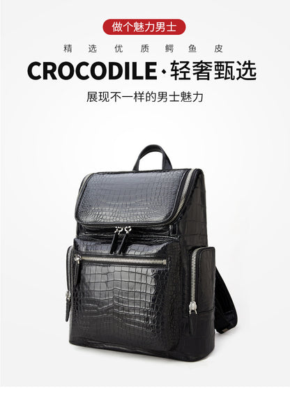 Crocodile Belly Skin Men's Backpack Large Capacity Business Commuting Casual Business Travel Bag 