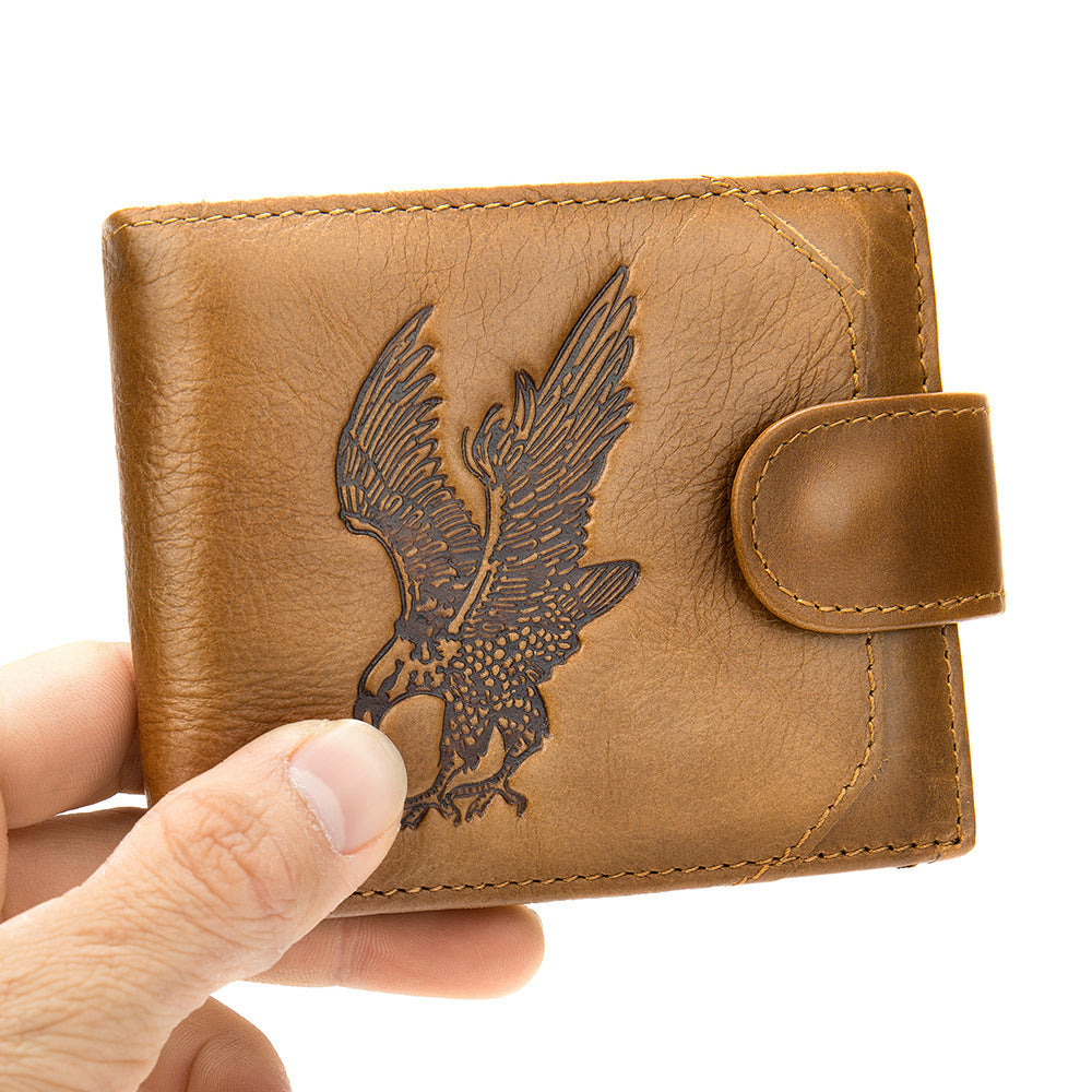 Men's Short Wallet Business Genuine Cowhide Leather Coin Purse Card Bag Men's Wallet 