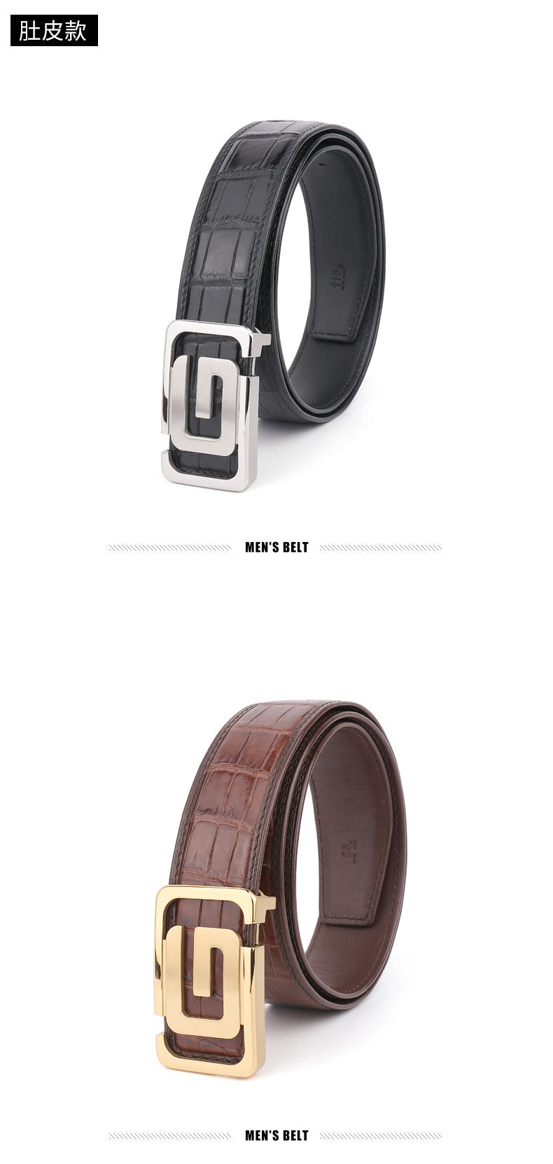 Men's Belt Crocodile Skin Genuine Leather Width 3.8cm Casual Men's Belt 