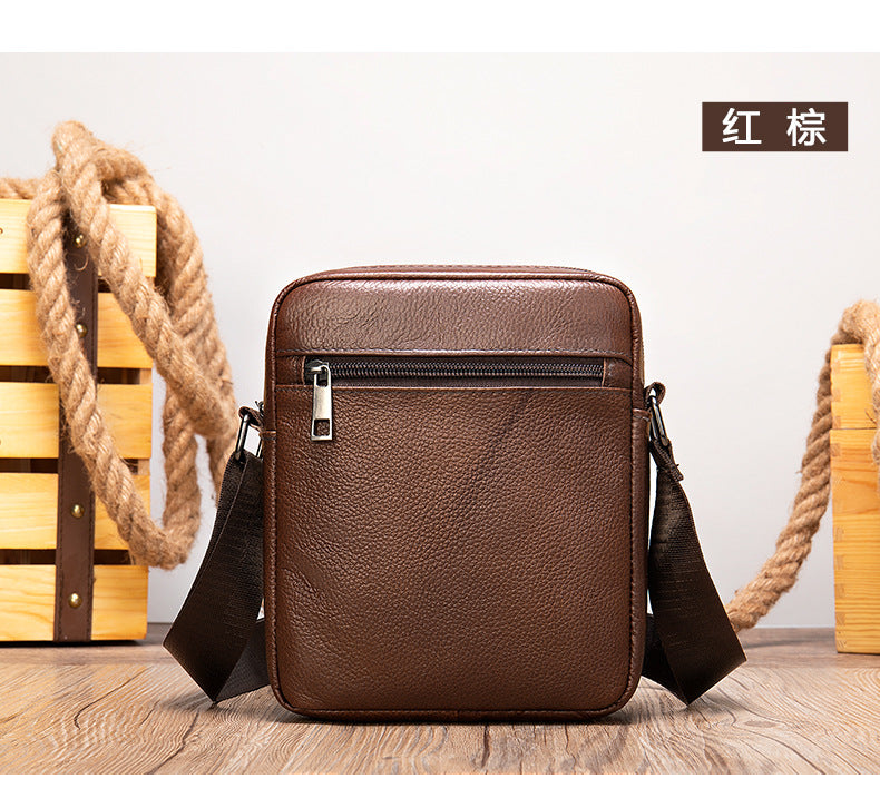 Men's shoulder bag Genuine cowhide leather business commuter lychee pattern crossbody bag for men 