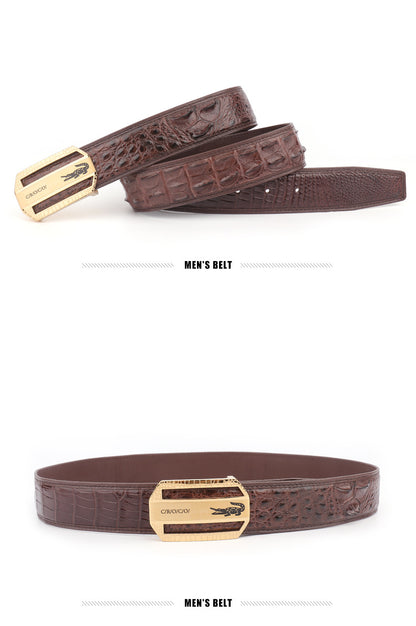 Men's Belt Siamese Crocodile Skin Genuine Leather Unjointed Casual Men's Belt 