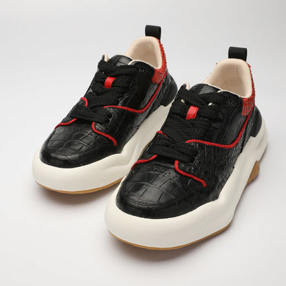 Crocodile belly skin genuine leather men's sneakers fashion sports casual shoes wear-resistant in-heel men shoes 