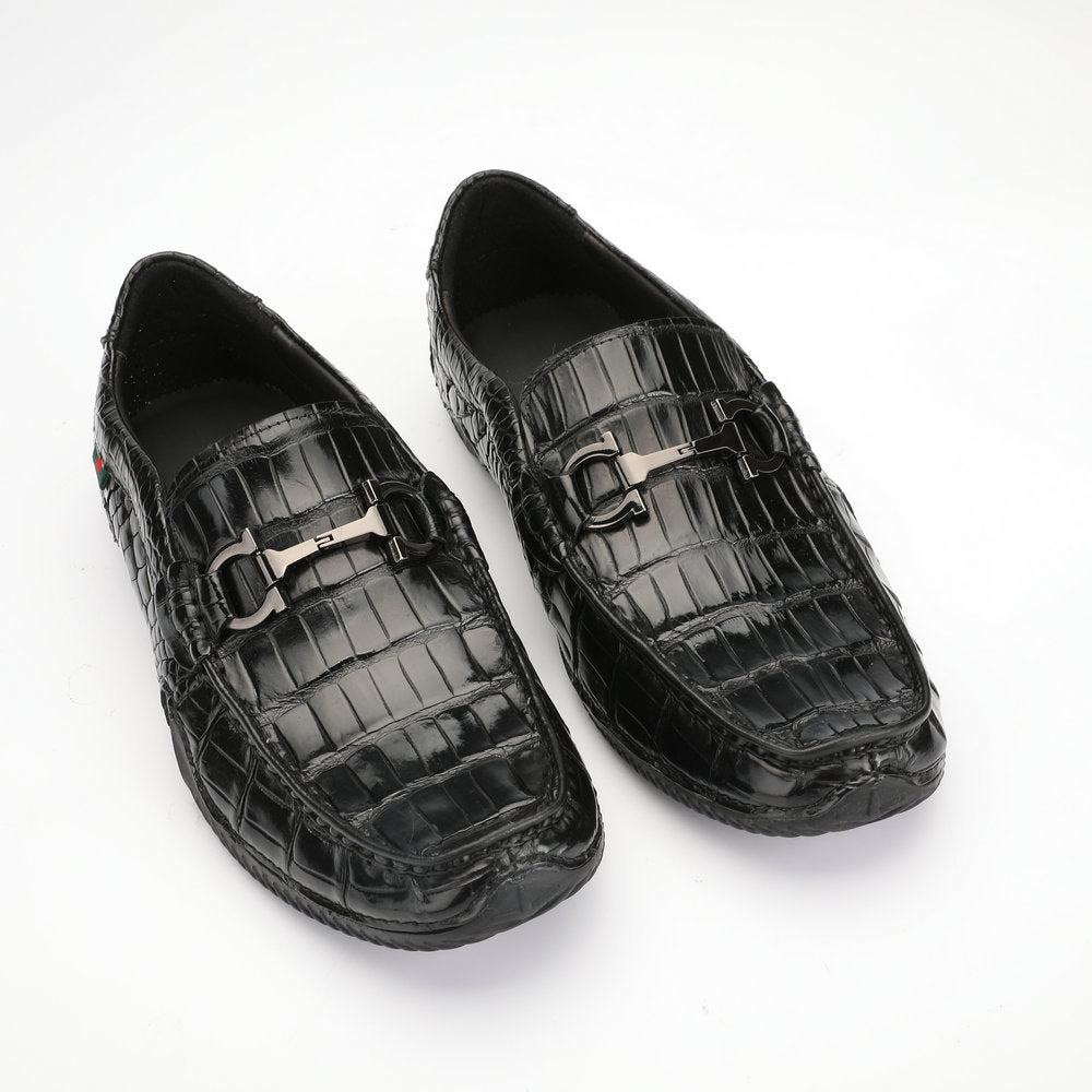 Crocodile Belly Skin Genuine Leather Men's Leather Shoes Moccasins Casual Loafers Shoes 