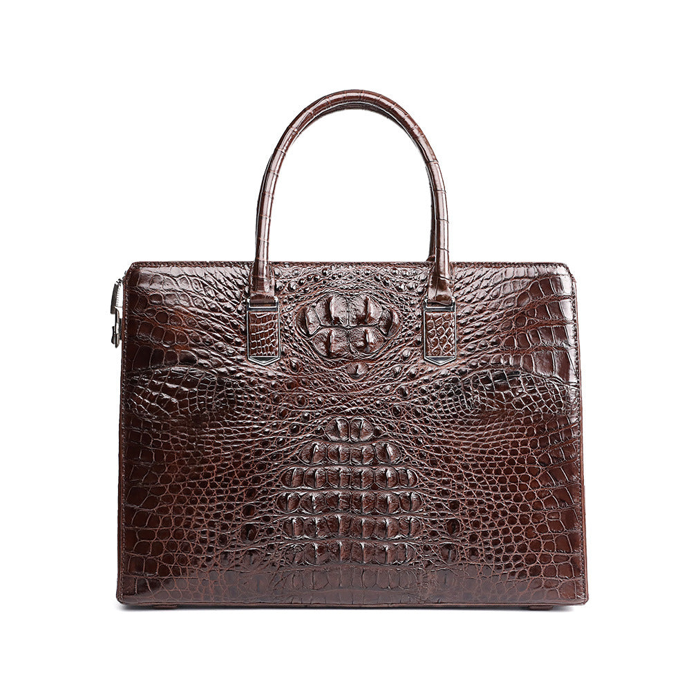 Siamese crocodile bone skin men's briefcase handbag anti-theft security lock genuine leather luxury business bag handbag 