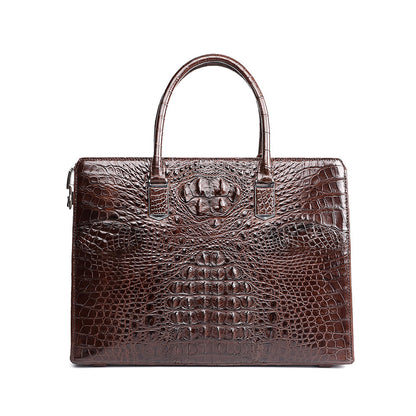 Siamese crocodile bone skin men's briefcase handbag anti-theft security lock genuine leather luxury business bag handbag 