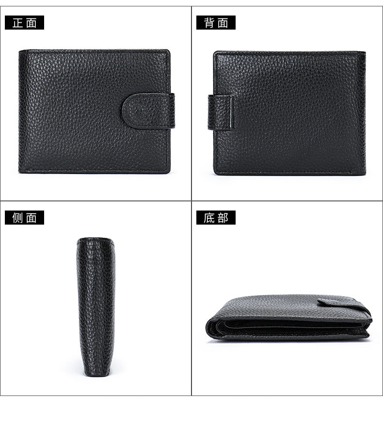 Men's Wallet RFID Genuine Cowhide Leather Card Holder Coin Casual Retro Large Capacity Clutch Bag 