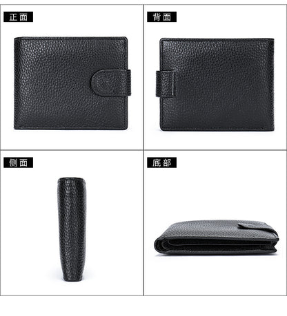 Men's Wallet RFID Genuine Cowhide Leather Card Holder Coin Casual Retro Large Capacity Clutch Bag 