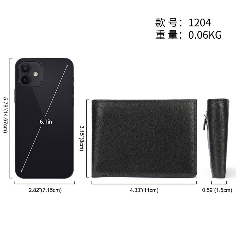 Men's short wallet cowhide magnetic snap anti-theft brush RFID coin card holder card bag wallet for men 