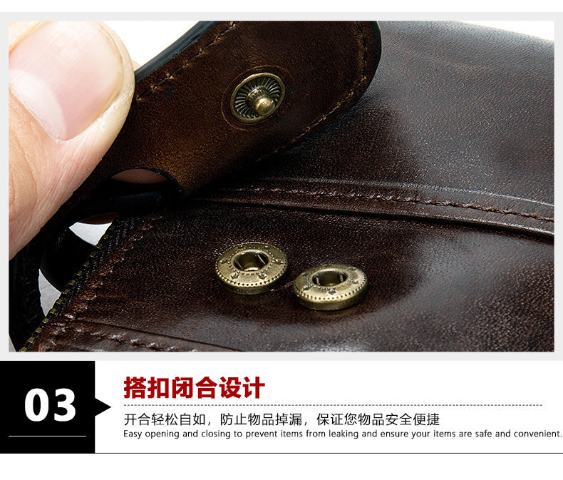 Men's short wallet genuine cowhide leather retro RFID anti-theft card bag 