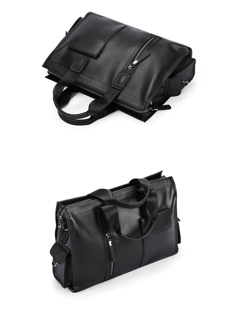Men's handbag, genuine cowhide leather, computer bag, business large-capacity briefcase 
