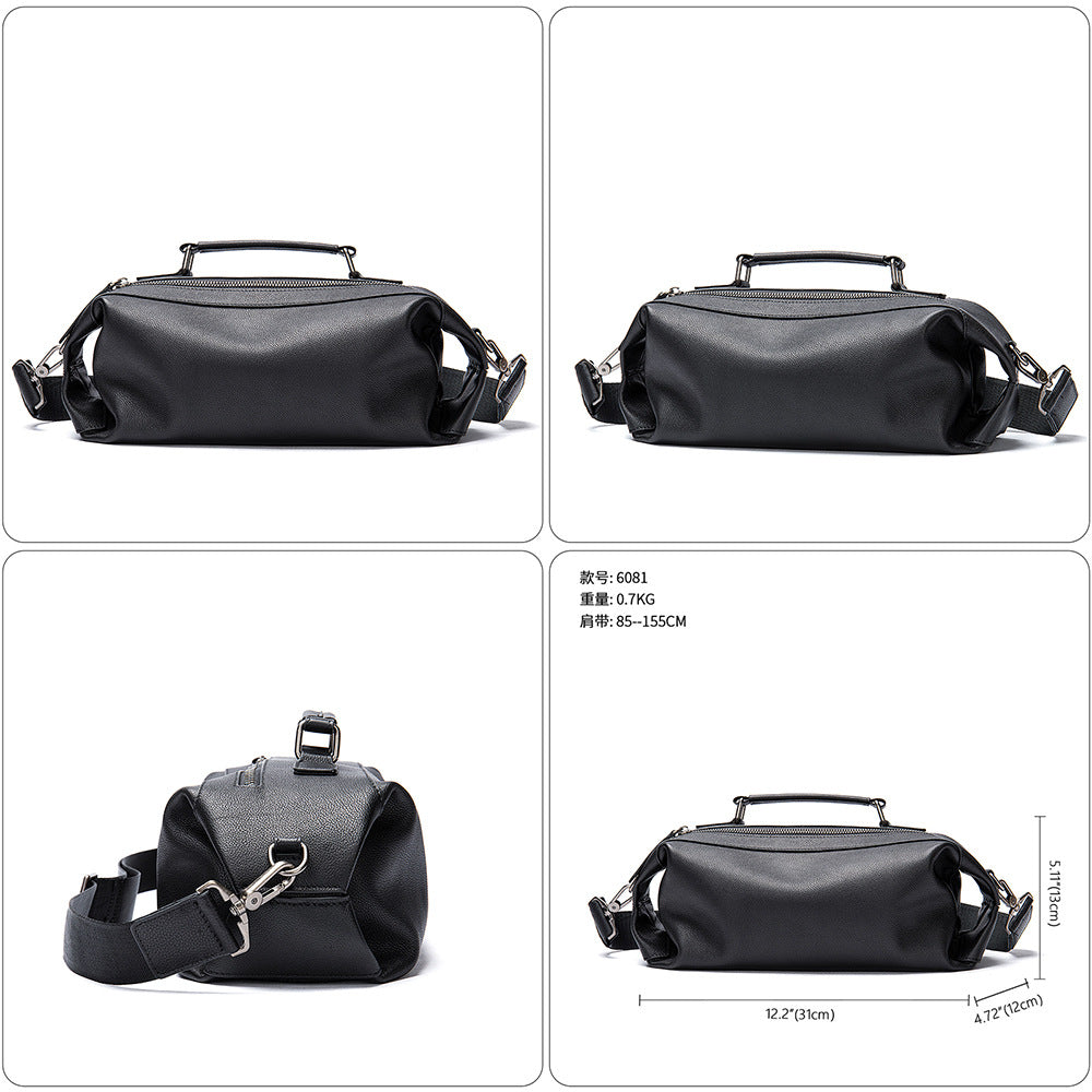 Men's Shoulder Bag Genuine Cowhide Leather Fashion Vintage Crossbody Bag for Men 