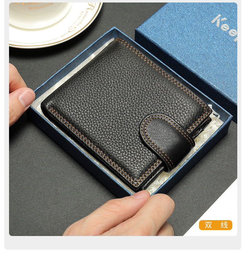 Men's short wallet made of genuine cowhide leather Casual men's wallet 