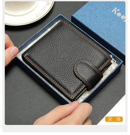 Men's short wallet made of genuine cowhide leather Casual men's wallet 