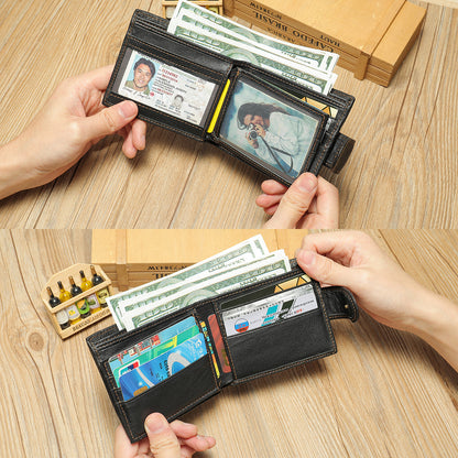 Men's short wallet made of genuine cowhide leather Casual men's wallet 