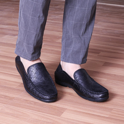 Ostrich skin genuine leather men's leather shoes moccasins business casual shoes 