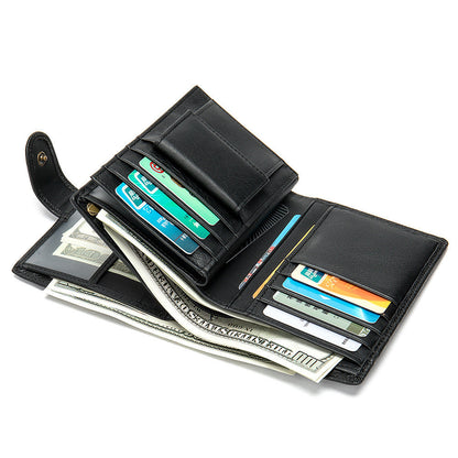 Men's wallet cowhide texture lychee pattern card holder business wallet for men 