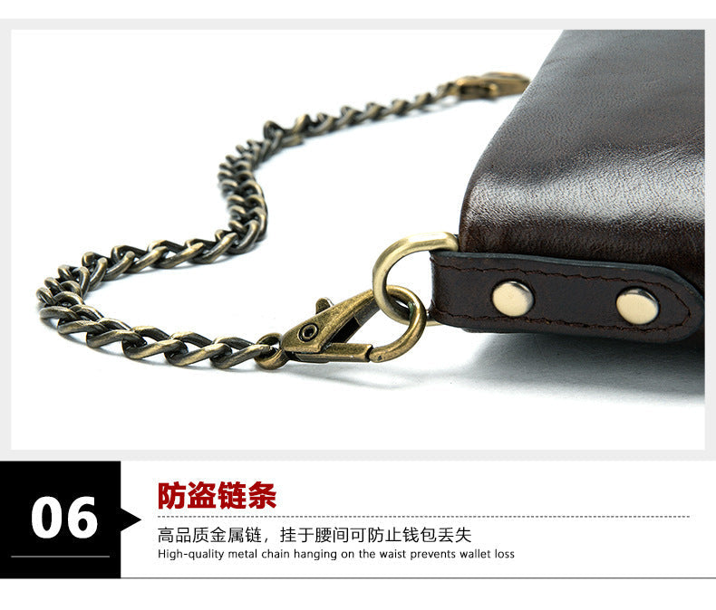 Men's short wallet genuine cowhide leather retro RFID anti-theft card bag 