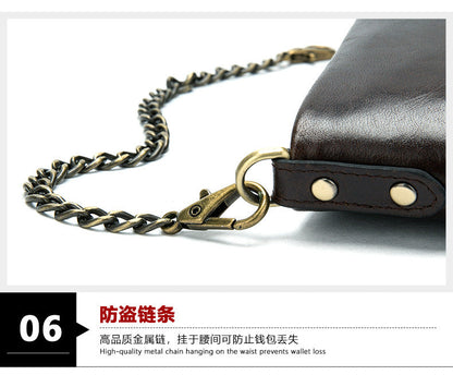 Men's short wallet genuine cowhide leather retro RFID anti-theft card bag 
