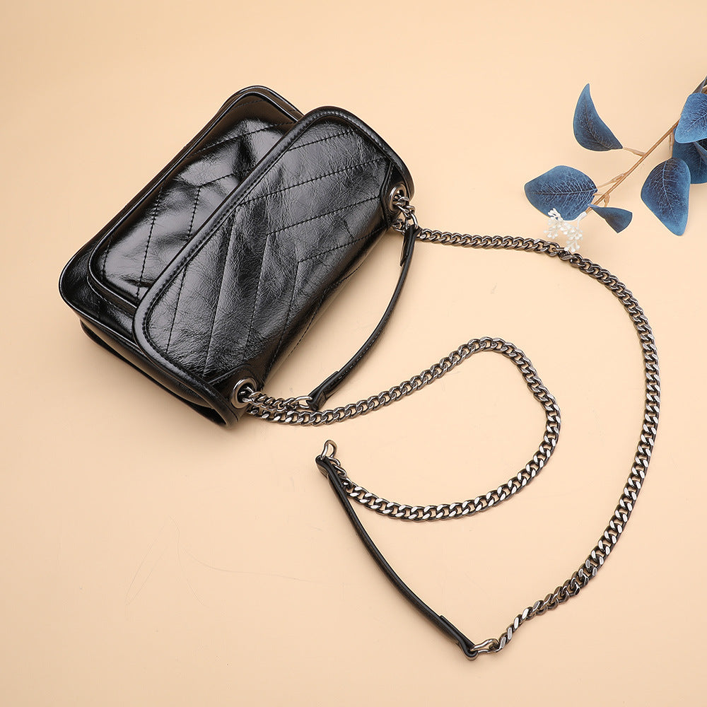 Big Chain Bag Cowhide Women Bag Genuine Leather Bag Fashion Trend Shoulder Bag Female Messenger Bag