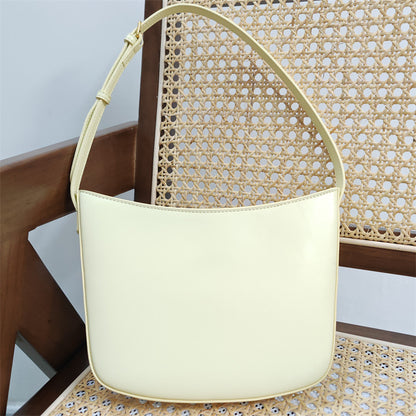 Genuine leather armpit bag Stylish shoulder bag Simple textured women's bag Goes with anything