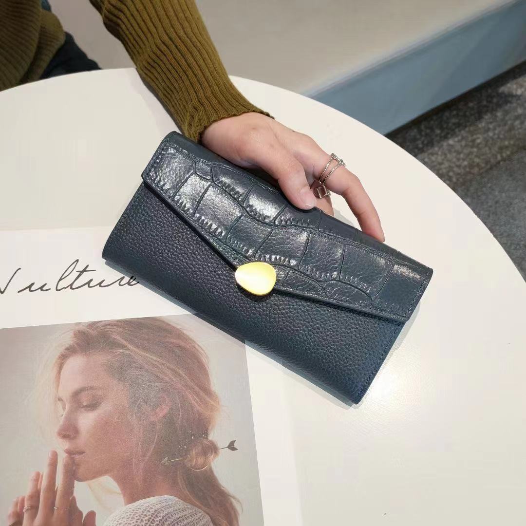 Long wallet ladies simple cowhide wallet mobile bag genuine leather wallet fashion 