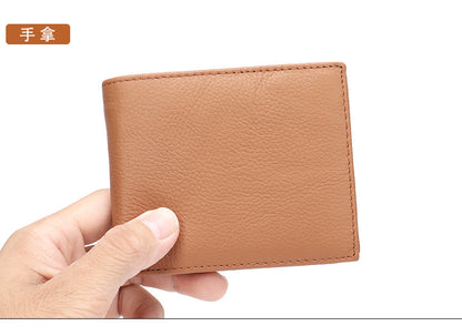 Men's short wallet made of genuine cowhide leather bifold folding DIY handmade wallet men's wallet 