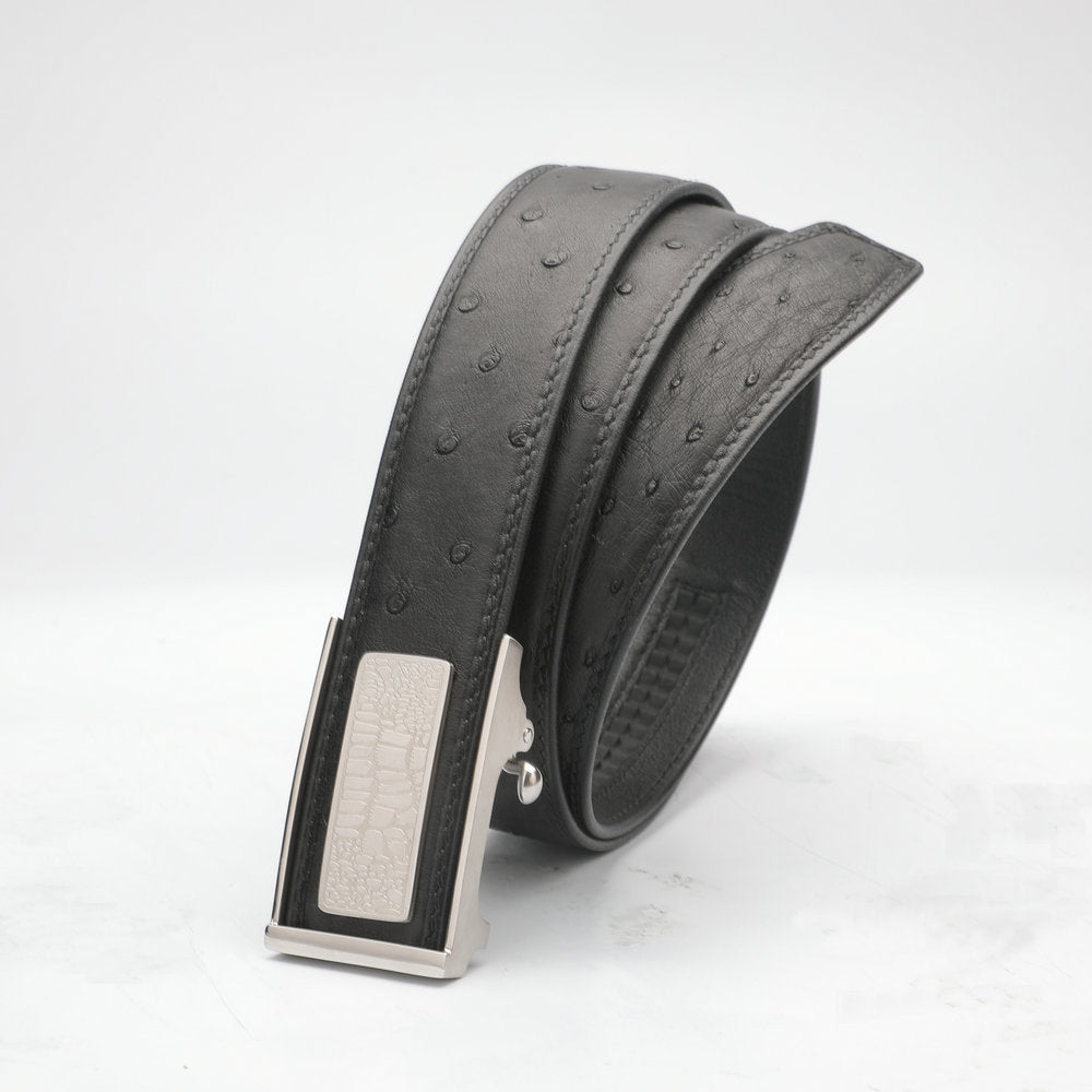 Men's Belt Automatic Buckle Ostrich Skin Genuine Leather Business Casual Men Belt 