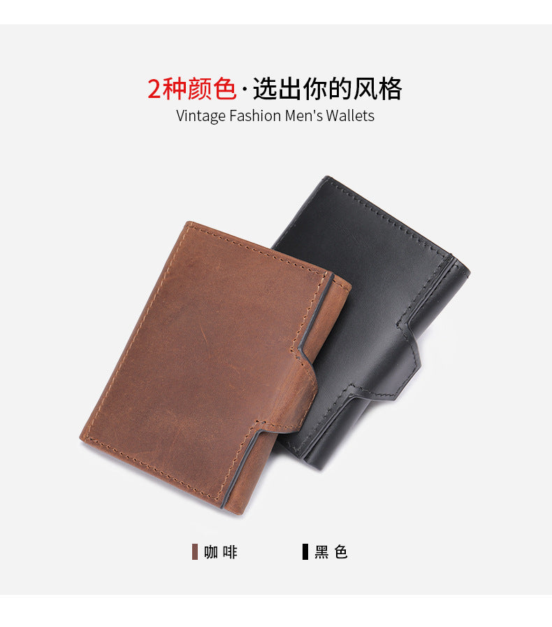 Men's wallet cowhide tri-fold coin purse men's wallet 
