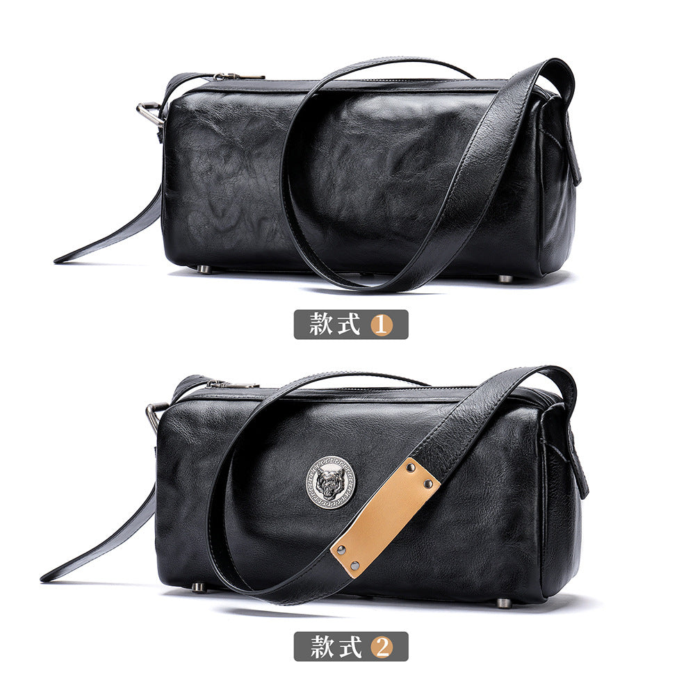 Men's Shoulder Bag Made of Genuine Cowskin Leather with Hand-held Crest High Quality Luxury Fashion Crossbody Bag for Men 
