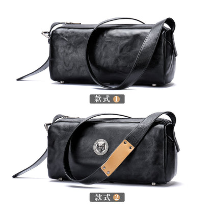 Men's Shoulder Bag Made of Genuine Cowskin Leather with Hand-held Crest High Quality Luxury Fashion Crossbody Bag for Men 