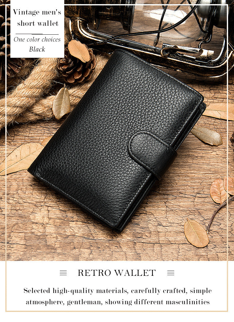 Men's wallet cowhide texture lychee pattern card holder business wallet for men 