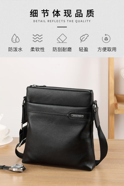 Men's Shoulder Bag Genuine Leather Cowhide Business Crossbody Bag for Men 