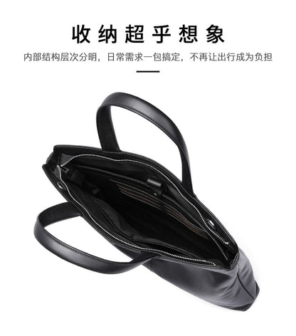 Men's Handbag Genuine Cow Leather Computer Bag Large Capacity Briefcase for Business Trips 