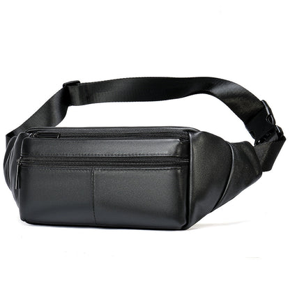 Men's Waist Bag Sheepskin Genuine Leather Fashion Casual Simple Multifunctional Crossbody Bust Bag 