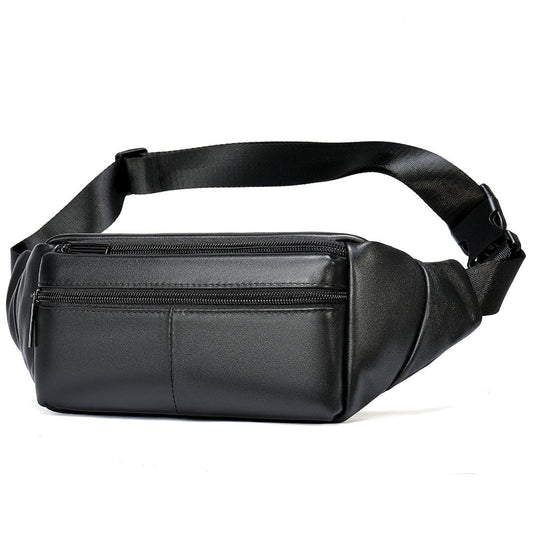 Men's Waist Bag Sheepskin Genuine Leather Fashion Casual Simple Multifunctional Crossbody Bust Bag 