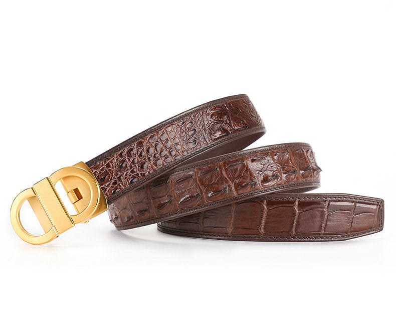 Siamese Crocodile Skin Genuine Leather Men's Belt Automatic Buckle Fashion Casual Business High Quality Men's Belt 