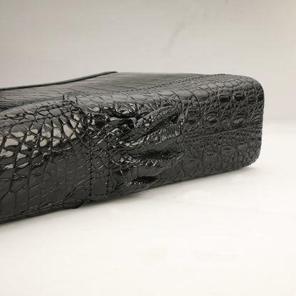 Siamese Crocodile Belly Skin Men's Shoulder Bag Genuine Leather Commuting Business Casual Crossbody Bag with Claws on the Side Edges 