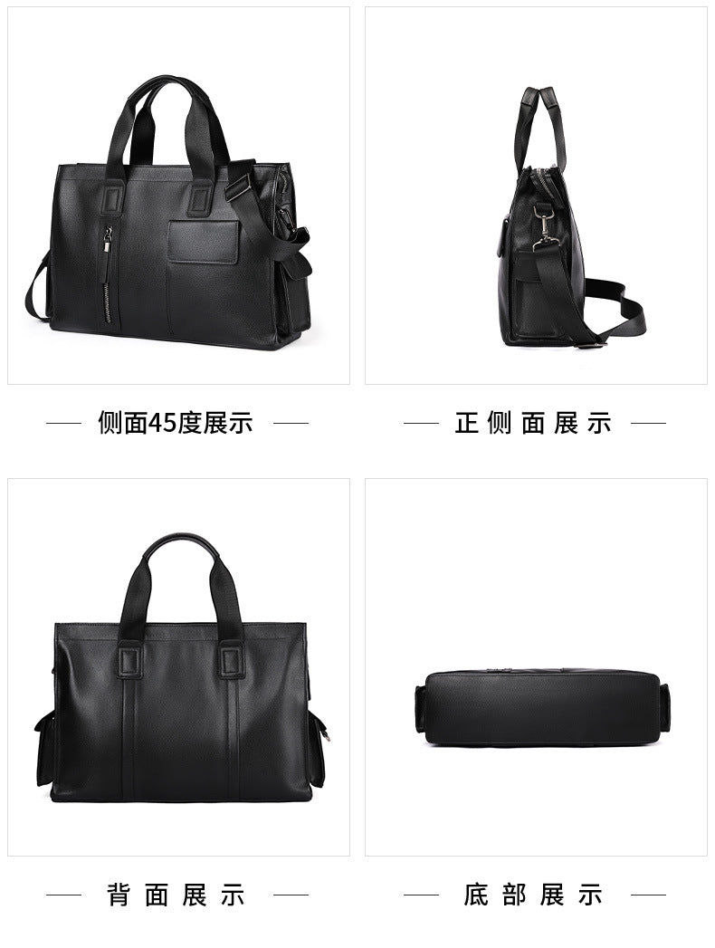 Men's handbag, genuine cowhide leather, computer bag, business large-capacity briefcase 