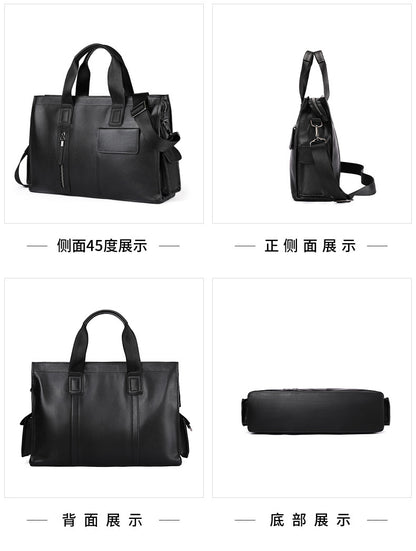 Men's handbag, genuine cowhide leather, computer bag, business large-capacity briefcase 