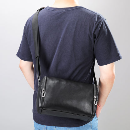 Men's shoulder bag Genuine cowhide leather cylindrical fashion casual large capacity crossbody bag for men 
