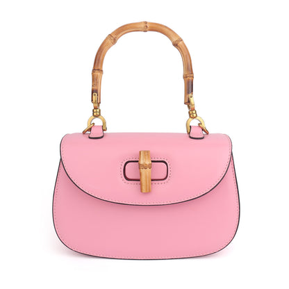 Women's Bag Bamboo Bush Bag Cowhide Retro Saddle Bag 2way Bag Trend Shoulder Shoulder Bag Leather Tote Bag