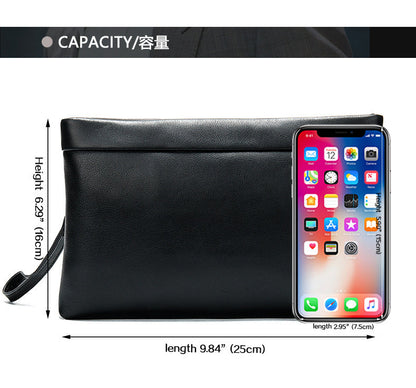 Men's clutch bag cowhide genuine leather Korean fashion business large capacity men's handbag 