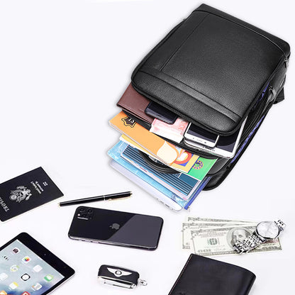 Men's backpack, cowhide, genuine leather, business fingerprint lock, large capacity school bag, computer bag 